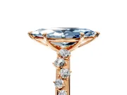 Cluster Engagement Ring Setting for Fancy Blue Marquise Center with Round Cut Accent Band and Prong Head in Rose Gold