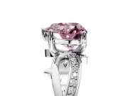Solitaire Engagement Ring Setting for Fancy Pink Heart-Shaped Center with Pave and Plain Crossover Band and Prong Head in Platinum