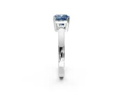 Solitaire Engagement Ring Setting for Fancy Blue Cushion Cut Center with Plain Band and Flat Tab Prong Head in Sterling Silver