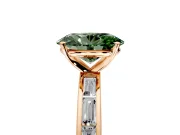 Solitaire Engagement Ring Setting for Fancy Green Oval Center with Channel Baguette Band and Prong Head in Rose Gold