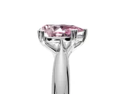 Solitaire Engagement Ring Setting for Fancy Pink Pear-Shaped Center with Reverse Tapered Band and Prong Head in Sterling Silver