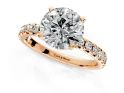 Solitaire Engagement Ring Setting for Round Cut Center with Large Accents and Prong Head in Rose Gold