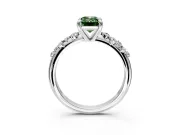 Solitaire Engagement Ring Setting for Fancy Green Emerald Cut Center with Trailing Leaf Accent Band and Prong Head in Platinum