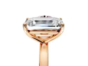 Fancy Pink Round Cut and Emerald Cut Lab-Grown Diamond Toi et Moi Engagement Ring with Prong-Set Stones in Rose Gold
