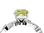 Solitaire Engagement Ring Setting for Fancy Yellow Cushion Cut Center with Bar-Station Pave Twist and Prong Head in Platinum