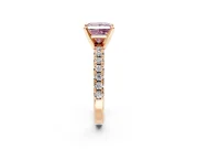 Solitaire Engagement Ring Setting for Fancy Pink Princess Cut Center with Large Accents and Prong Head in Rose Gold