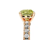 Solitaire Engagement Ring Setting for Fancy Yellow Cushion Cut Center with Single Row Accent Band and Prong Head in Rose Gold