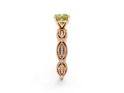 Solitaire Engagement Ring Setting for Fancy Yellow Cushion Cut Center with Marquise Panel Band and Prong Head in Rose Gold