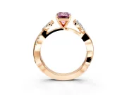 Floral Engagement Ring Setting for Fancy Pink Emerald Cut Center with Trailing Marquise Accents and Prong Head in Rose Gold