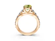 Solitaire Engagement Ring Setting for Fancy Yellow Round Cut Center with Graduated Shared Prongs and Prong Head in Rose Gold