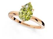 Solitaire Engagement Ring Setting for Fancy Yellow Pear-Shaped Center with Plain Band and Tulip Prong Head in Rose Gold