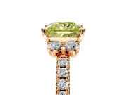 Paired Accent Engagement Ring Setting for Fancy Yellow Princess Cut Center with Pave Band and Prong Head in Rose Gold