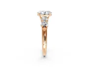 5 Stone Engagement Ring Setting for Oval Center with Graduated Accents and Prong Head in Rose Gold