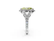 Double Halo Engagement Ring Setting for Fancy Yellow Marquise Center with Narrow Pave Split Shank and Prong Head in White Gold