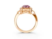 Halo Engagement Ring Setting for Fancy Pink Round Cut Center with Milgrain Rim, Pave Band and Prong Head in Rose Gold
