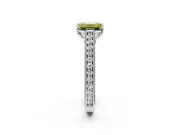 Solitaire Engagement Ring Setting for Fancy Yellow Emerald Cut Center with Engraved Pave Band and Prong Head in Sterling Silver