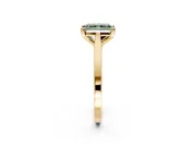 Solitaire Engagement Ring Setting for Fancy Green Radiant Cut Center with Tapered Shoulders and Prong Head in Yellow Gold