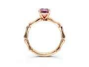 Solitaire Engagement Ring Setting for Fancy Pink Emerald Cut Center with Bamboo Band and Prong Head in Rose Gold
