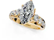 Solitaire Engagement Ring Setting for Marquise Center with Graduated Shared Prongs and Prong Head in Yellow Gold