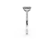 Solitaire Engagement Ring Setting for Emerald Cut Center with Channel Accents and Prong Head in Sterling Silver