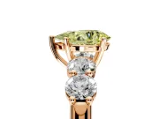 5 Stone Engagement Ring Setting for Fancy Yellow Pear-Shaped Center with Graduated Accents and Prong Head in Rose Gold