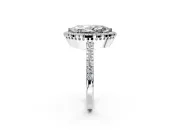 Halo Engagement Ring Setting for Marquise Center with Inner Milgrain Border and Prong Head in Sterling Silver