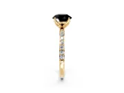 Solitaire Engagement Ring Setting for Fancy Black Round Cut Center with Fine Pave Accents and Prong Head in Yellow Gold