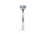 Hidden Halo Engagement Ring Setting for Fancy Blue Princess Cut Center with Thin Round-Wire Band and Prong Head in Sterling Silver