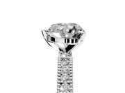 Solitaire Engagement Ring Setting for Heart-Shaped Center with Milgrain-Edged Pave Band and Prong Head in Platinum