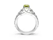 Solitaire Engagement Ring Setting for Fancy Yellow Emerald Cut Center with Graduated Shared Prongs and Prong Head in Platinum