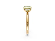Hidden Halo Engagement Ring Setting for Fancy Yellow Princess Cut Center with Thin Rounded Band and Prong Head in Yellow Gold