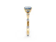 Solitaire Engagement Ring Setting for Fancy Blue Princess Cut Center with Bezel Station Band and Prong Head in Yellow Gold