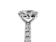 Solitaire Engagement Ring Setting for Oval Center with Fine Pave Band and Claw Prong Head in Sterling Silver