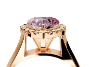 Halo Engagement Ring Setting for Fancy Pink Heart-Shaped Center with Square Band and Prong Head in Rose Gold