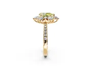 Floral Halo Engagement Ring Setting for Fancy Yellow Pear-Shaped Center with Pave Accents and Prong Head in Yellow Gold