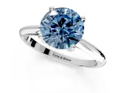Solitaire Engagement Ring Setting for Fancy Blue Round Cut Center with Knife Ridge Band and Claw Prong Head in Sterling Silver