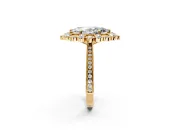 Milgrain Halo Engagement Ring Setting for Marquise Center with Bezel Point Accents and Prong Head in Yellow Gold