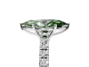 Solitaire Engagement Ring Setting for Fancy Green Marquise Center with Large Accent Band and Prong Head in Sterling Silver