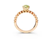Solitaire Engagement Ring Setting for Fancy Yellow Pear-Shaped Center with Bezel-Dot Beaded Band and Prong Head in Rose Gold