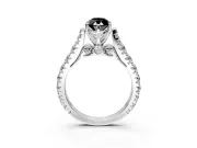 Solitaire Engagement Ring Setting for Fancy Black Marquise Center with Pave Cathedral Shoulders and Prong Head in Sterling Silver