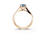 Solitaire Engagement Ring Setting for Fancy Blue Oval Center with Cathedral Channel Band and Prong Head in Rose Gold