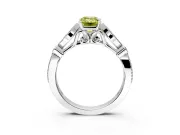 Solitaire Engagement Ring Setting for Fancy Yellow Emerald Cut Center with Marquise and Bezel Accents and Prong Head in White Gold