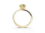 Solitaire Engagement Ring Setting for Fancy Yellow Marquise Center with Fine Pave Narrow Band and Prong Head in Yellow Gold