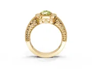 Milgrain Halo Engagement Ring Setting for Fancy Yellow Pear-Shaped Center with Pave Band and Prong Head in Yellow Gold