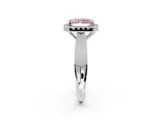 Halo Engagement Ring Setting for Fancy Pink Radiant Cut Center with Square Band and Prong Head in White Gold