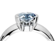 Tension Engagement Ring Setting for Fancy Blue Oval Center with Wide Flat Band and Tension Head in Platinum