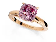 Solitaire Engagement Ring Setting for Fancy Pink Cushion Cut Center with Basket Rail and Prong Head in Rose Gold