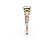 Solitaire Engagement Ring Setting for Fancy Green Princess Cut Center with Pave Split Shank and Prong Head in Rose Gold