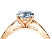 Solitaire Engagement Ring Setting for Fancy Blue Oval Center with Princess Cut Channel Band and Prong Head in Rose Gold