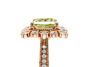 Milgrain Halo Engagement Ring Setting for Fancy Yellow Princess Cut Center with Bezel Point Accents and Prong Head in Rose Gold